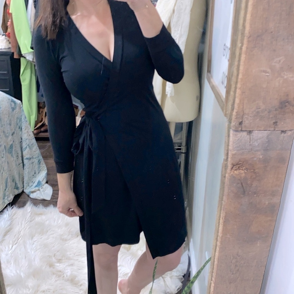 Wendy Williams black wrap dress size xsmall
